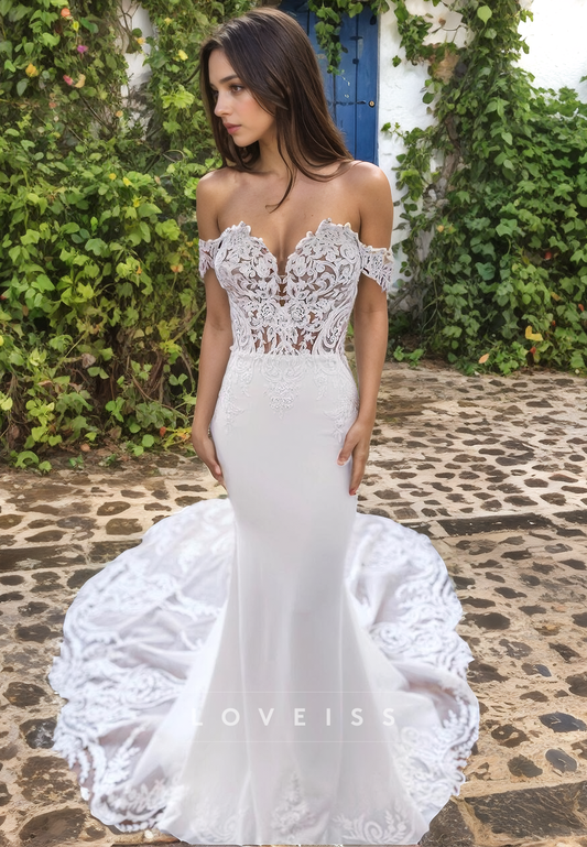 Off-Shoulder Strapless Appliques Mermaid Wedding Dress