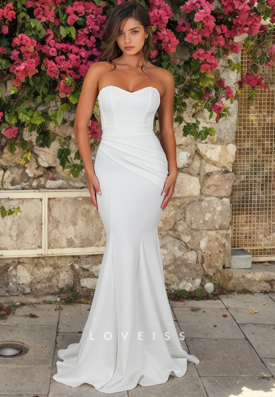 Sweetheart Sleeveless Sleek Mermaid Beach Wedding Dress