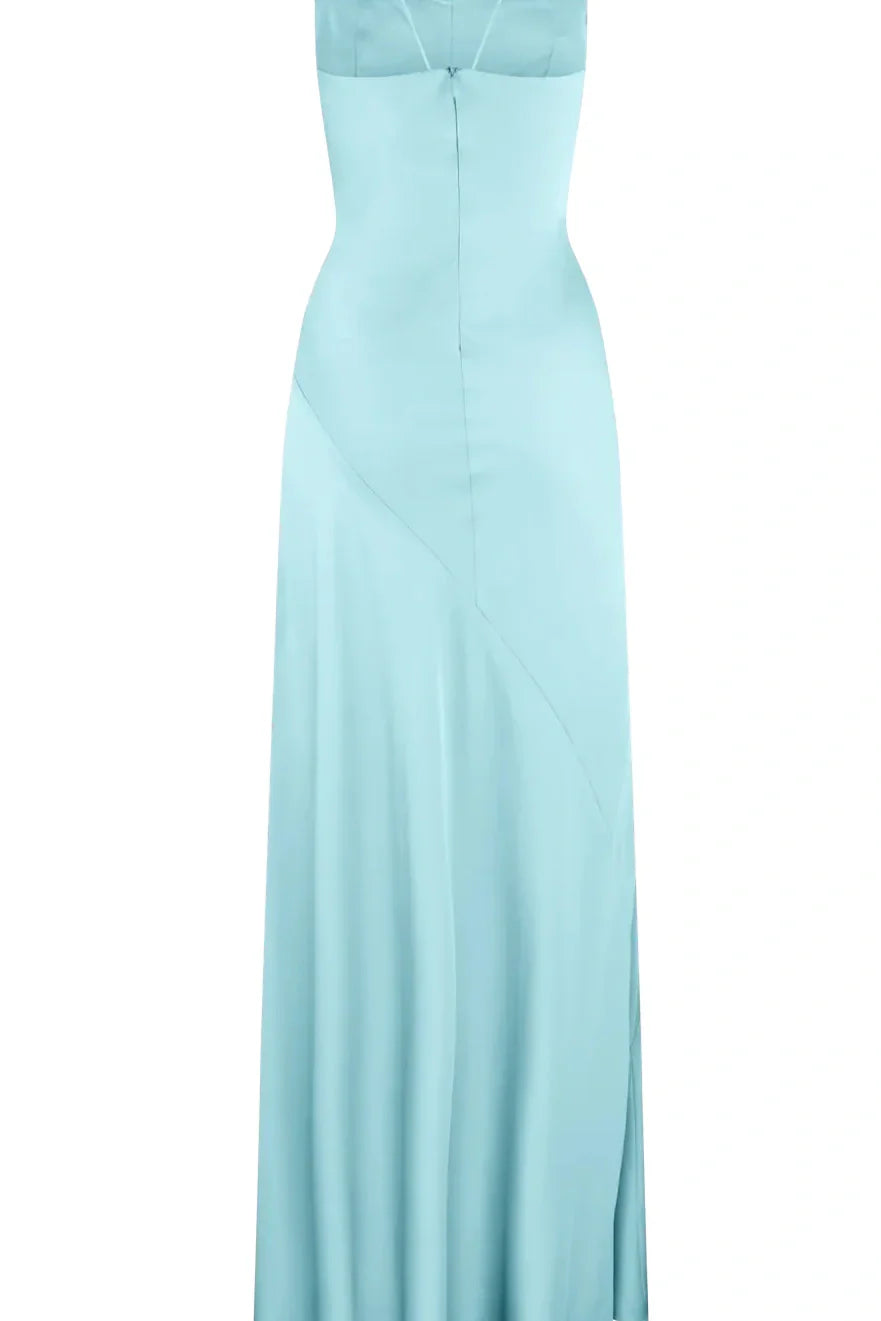 Simple Sheath Spaghetti Straps Pink Long Party Dress with Split Front