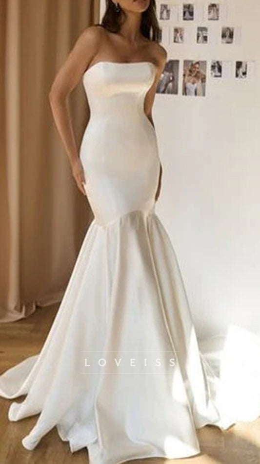 Bridal Mermaid Long Wedding Dress With Detachable Sleeves