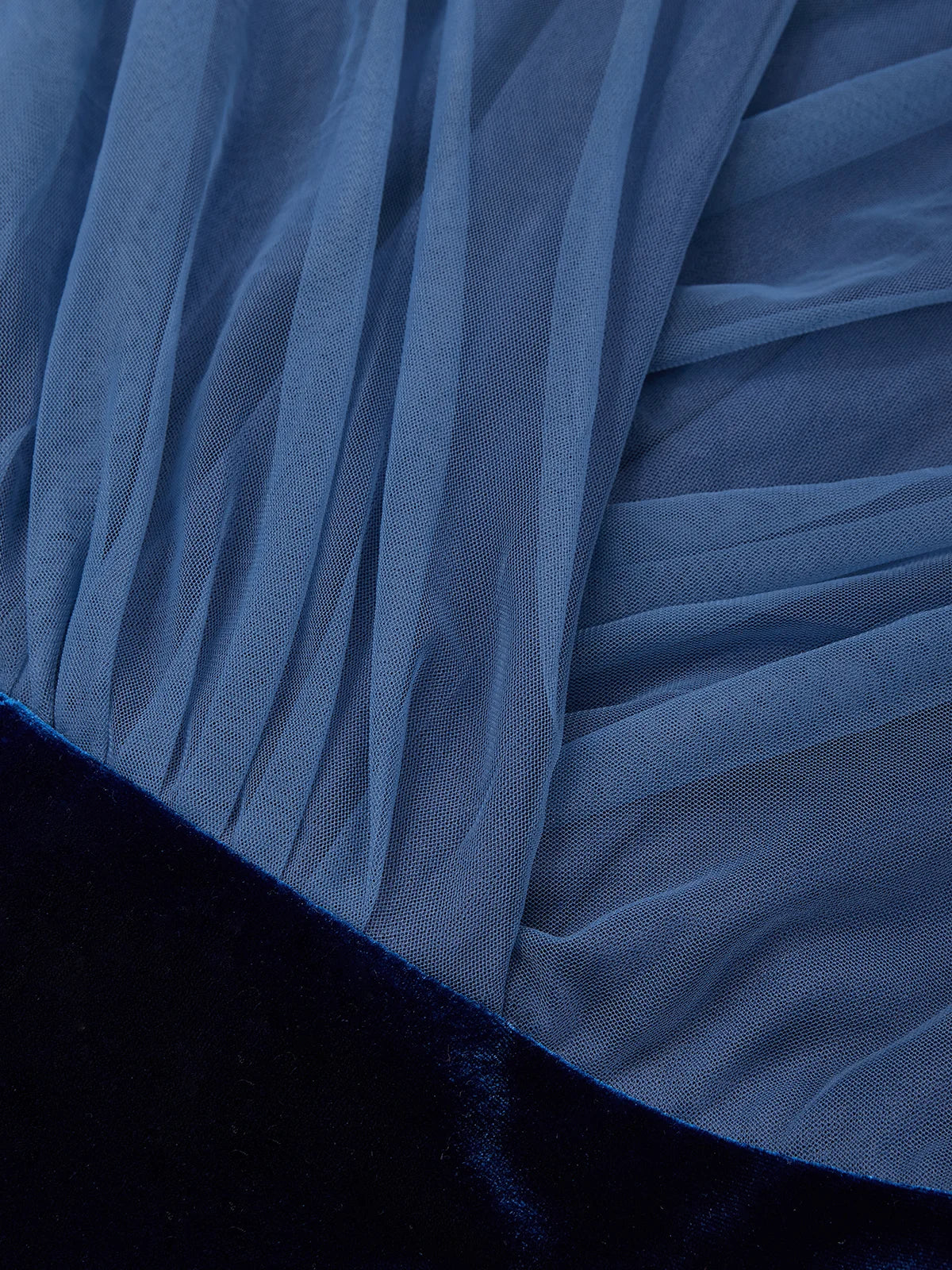 Women  Royal Blue Mesh  V Neck Long Sleeve Velvet Jumpsuit