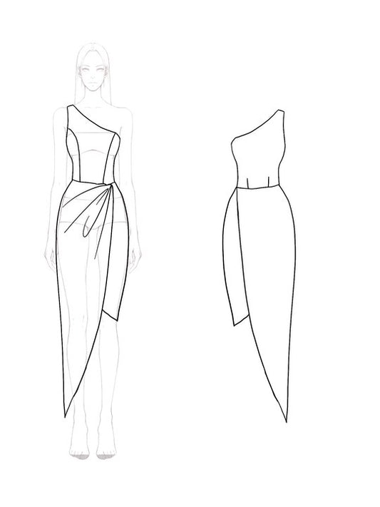 Wedding Guest Party Dress Red Pink One-Shoulder Waist Floral Midi Dress