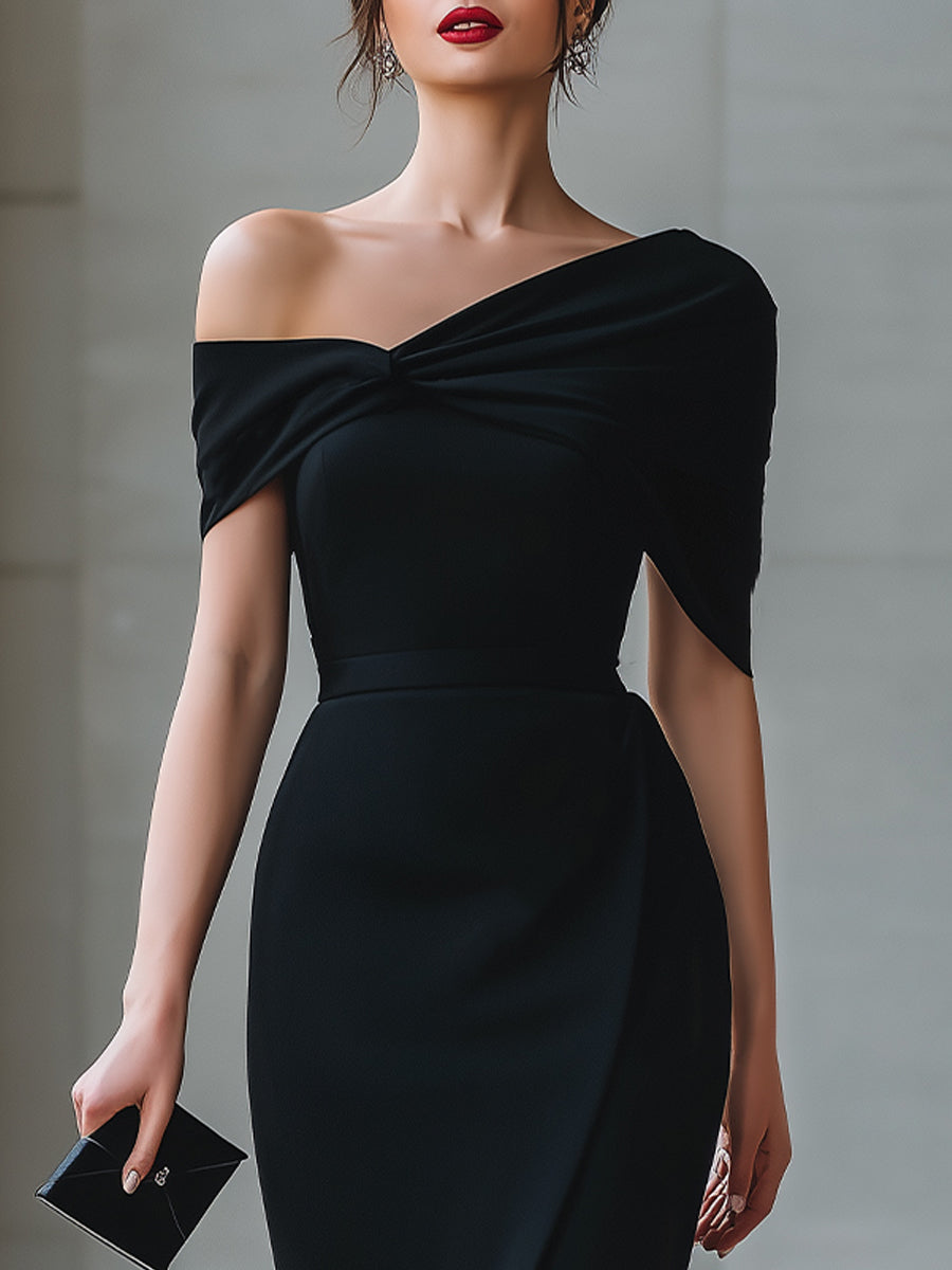 formal off shoulder dresses Black Off Shoulder Mermaid Prom Dress with Leg Slit, Black Mermaid Formal  Dress, Black Mermaid Evening Dress