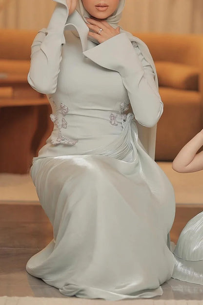 Hand-Sewn Diamond Decor Patchwork Draped Party Maxi Dresses