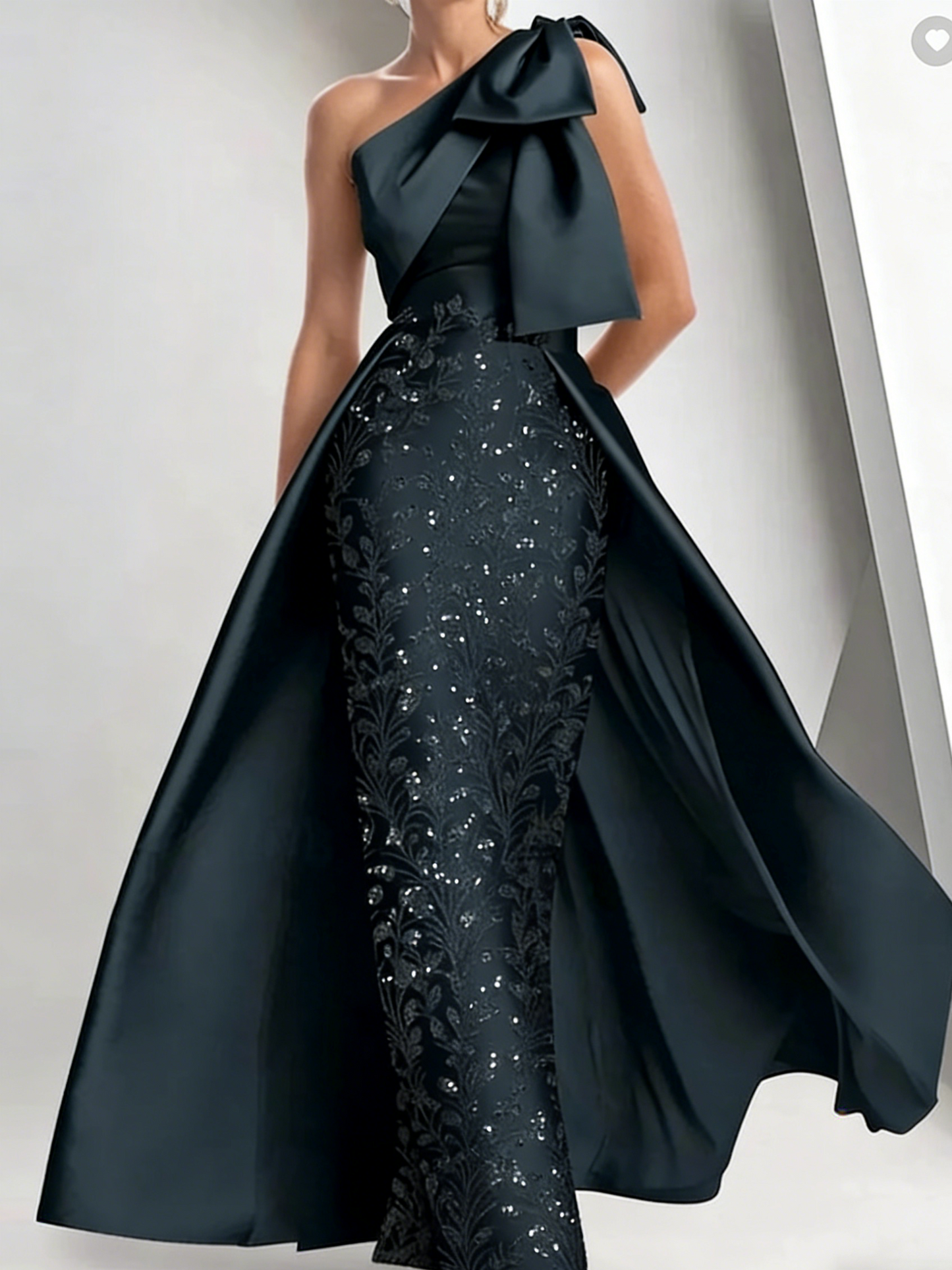 Statuesque Sheath One-Shoulder Rhinestone Floor-Length Satin Corset Mother of the Bride Dress
