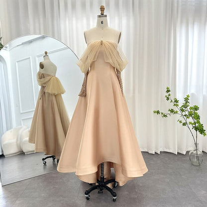 Dreamy Vow Sage Green Crystal Luxury Dubai Evening Dresses for Women Wedding Party Gold Black Long Sleeve Gala Prom Dress 362