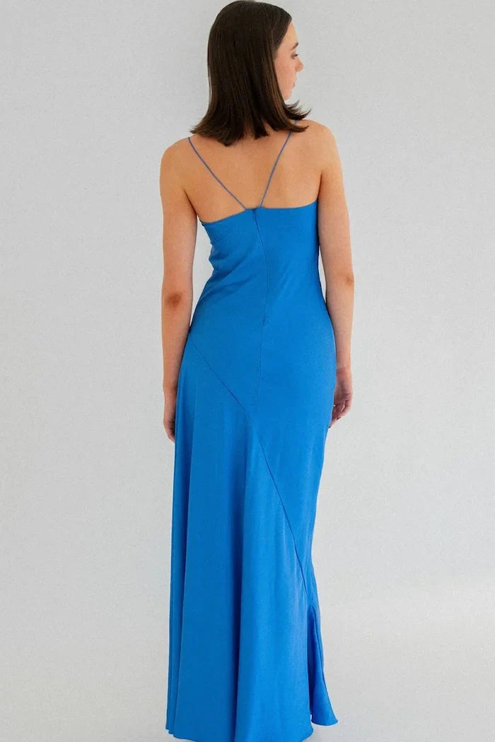 Simple Sheath Spaghetti Straps Pink Long Party Dress with Split Front