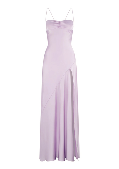 Sexy Mermaid Straps Lilac Slit Long Prom Dress