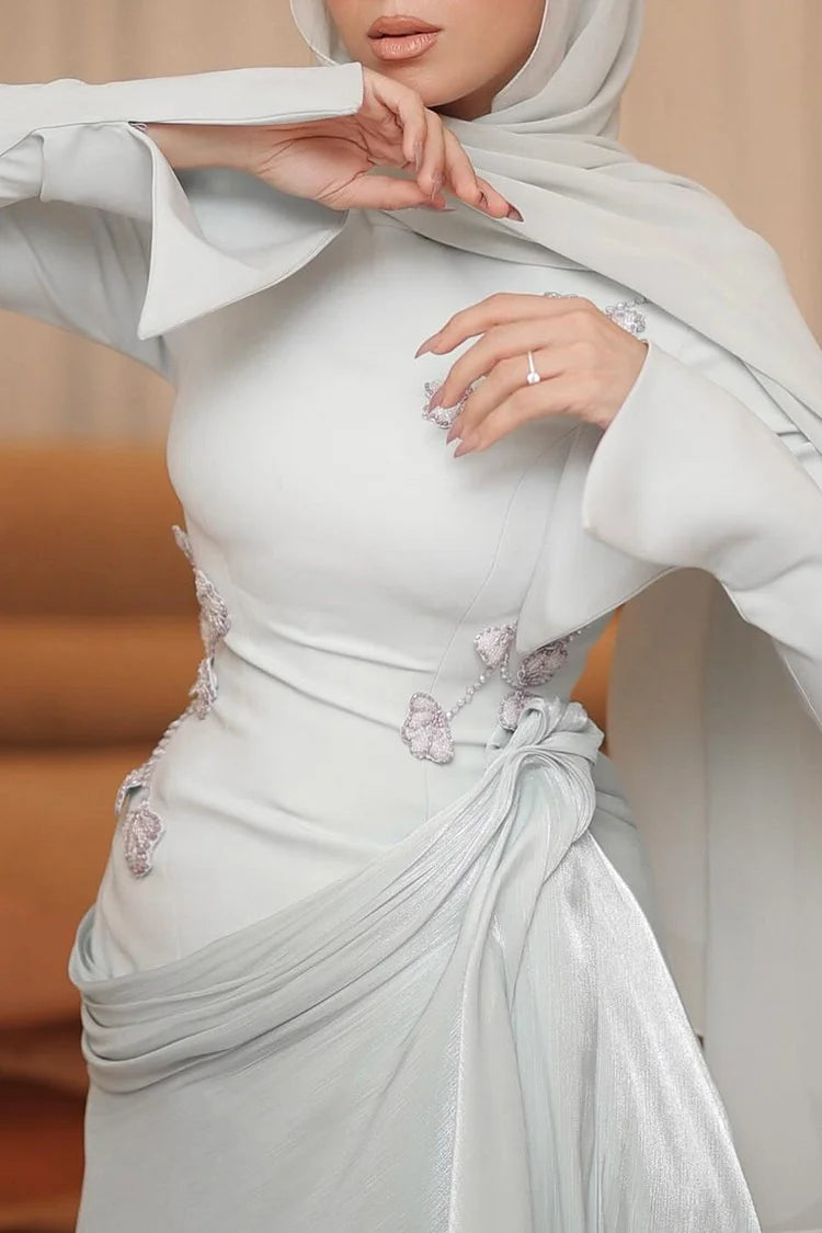 Hand-Sewn Diamond Decor Patchwork Draped Party Maxi Dresses