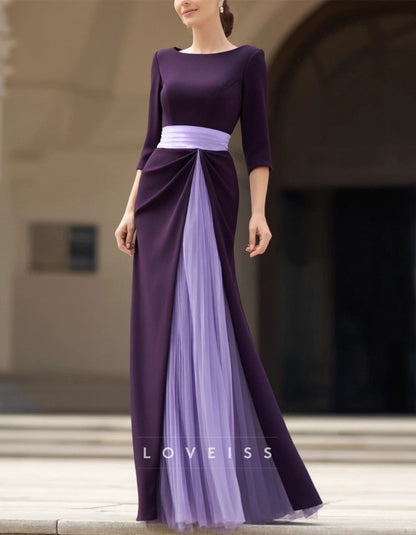 Three-Quarter Sleeve Chiffon Maxi Dress