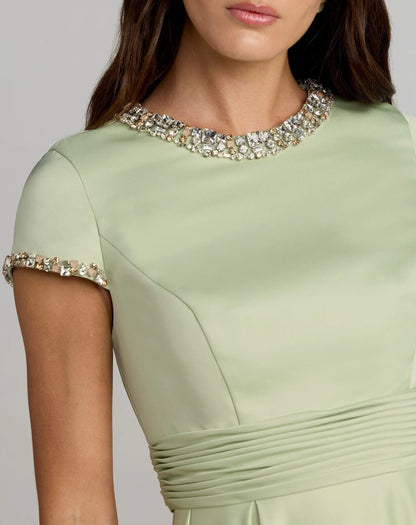 Scoop Short Sleeves Beaded A-Line Mother of Bride Dress