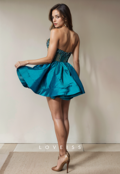 A Line V Neck Beads Cute Homecoming Dress Short Graduation Dress