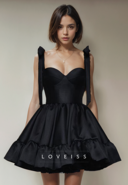 A Line Sweetheart Black Homecoming Dress with Pockets Short Prom Party Dress