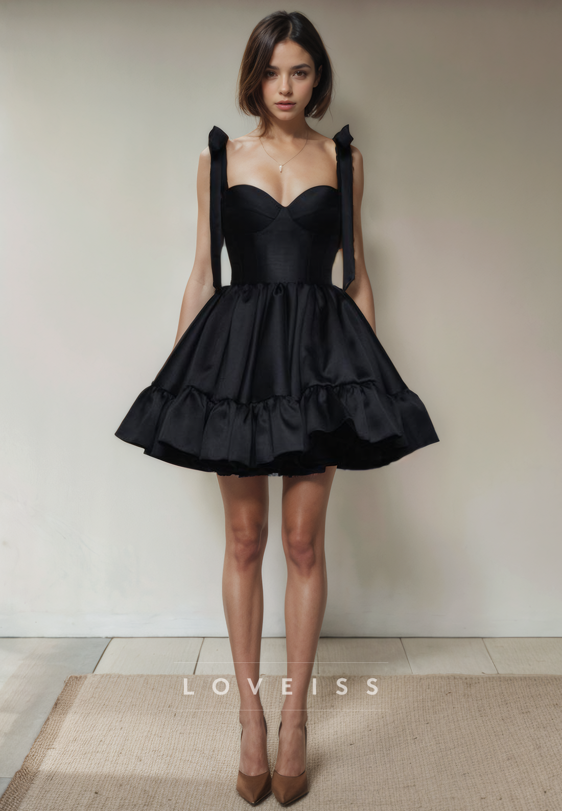 A Line Sweetheart Black Homecoming Dress with Pockets Short Prom Party Dress