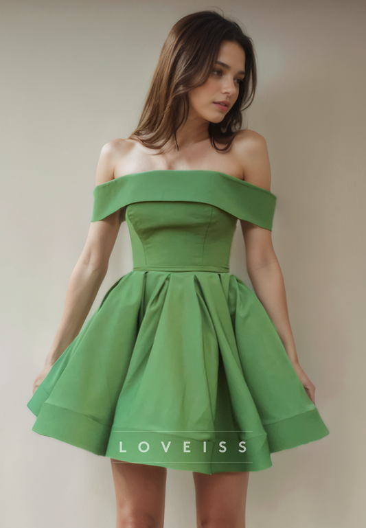 A Line Strapless Green Cheap Homecoming Dress Short Graduation Dress