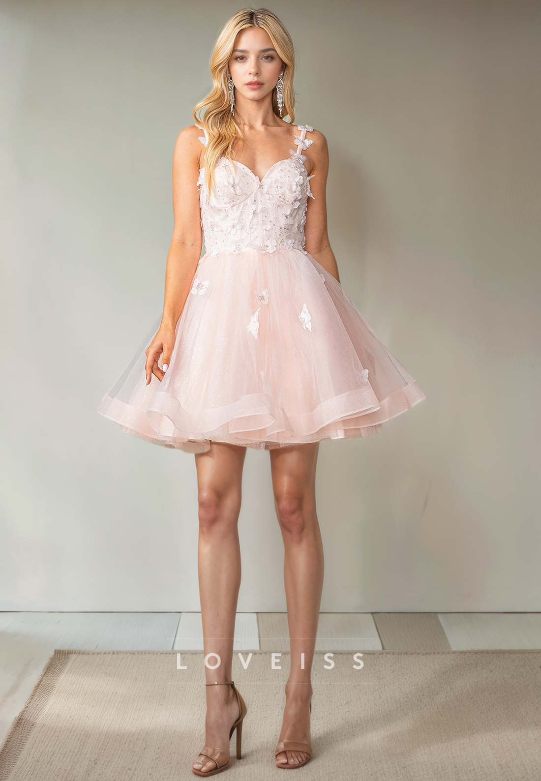 A Line Sweetheart Appliques Pink Cute Homecoming Dress Short Graduation Dress