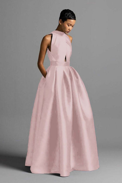 Lussooy Charming Long Sleeves Pleated Prom Dress with Split