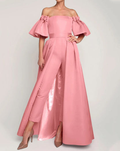 Big swing ruffled tube top jumpsuit - 01