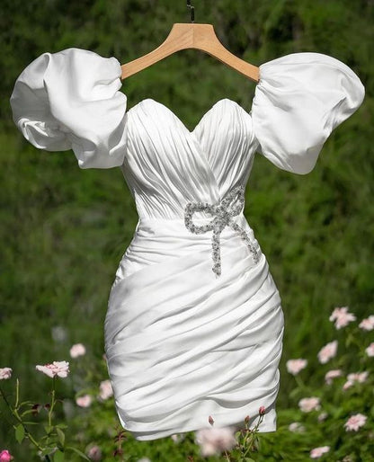 White Short Party Dress Homecoming Dress Short Wedding Dress