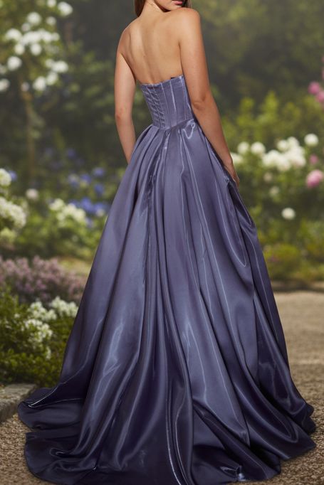 Off-Shoulder Side Slit A-Line Prom Dress with Gloves