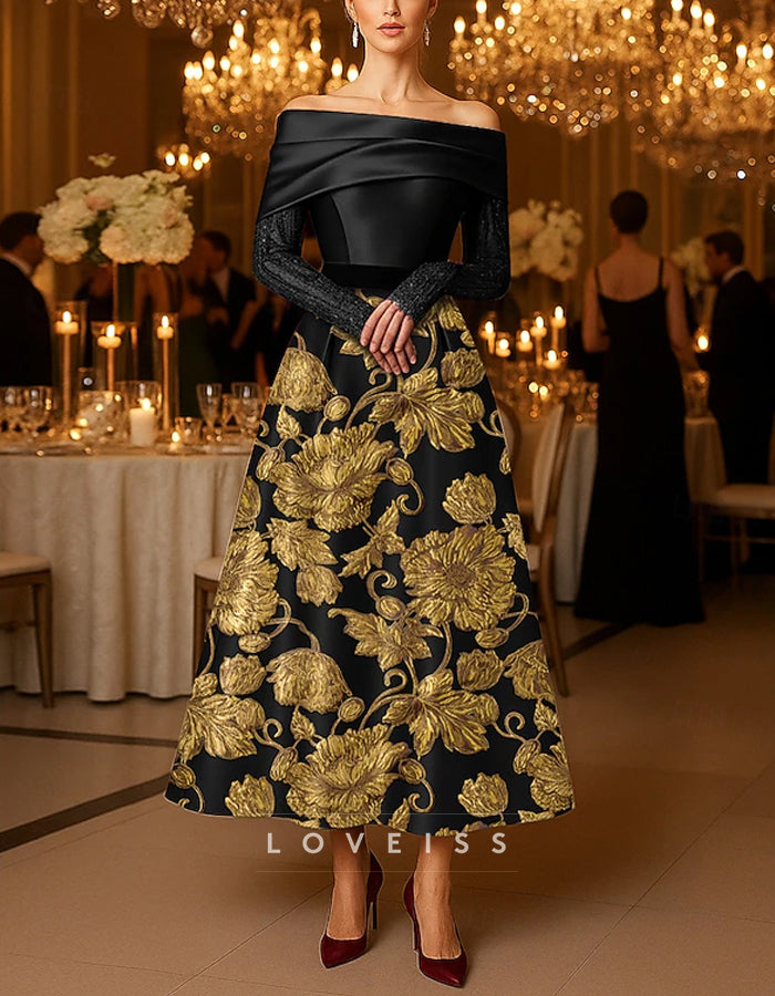 Solid Color Off Shoulder Satin Patchwork With Lace Appliqué Midi Dress