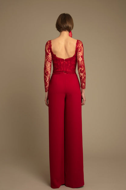 Long sleeves lace top with pants