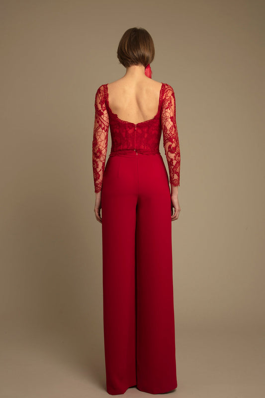 Long sleeves lace top with pants