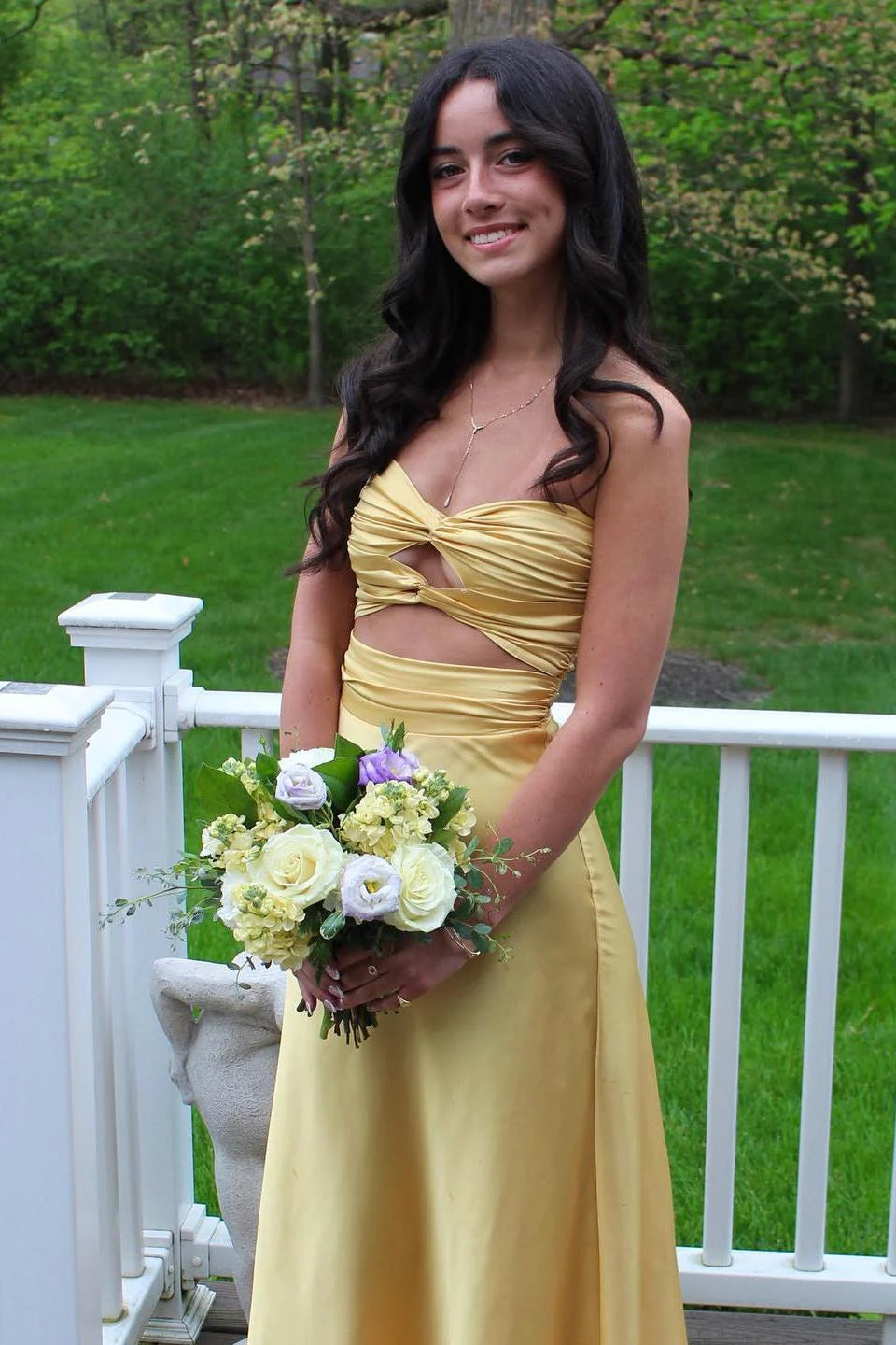 Cute Sheath Strapless Keyhole Satin Prom Dress