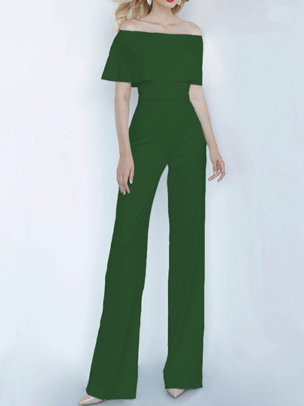 Bandeau Falbala Off-The-Shoulder Wide Leg Party Jumpsuit