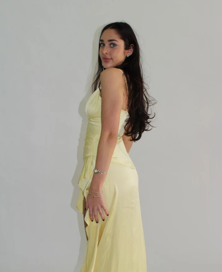 Yellow High-Low Spaghetti Straps Prom Dress Party Dress