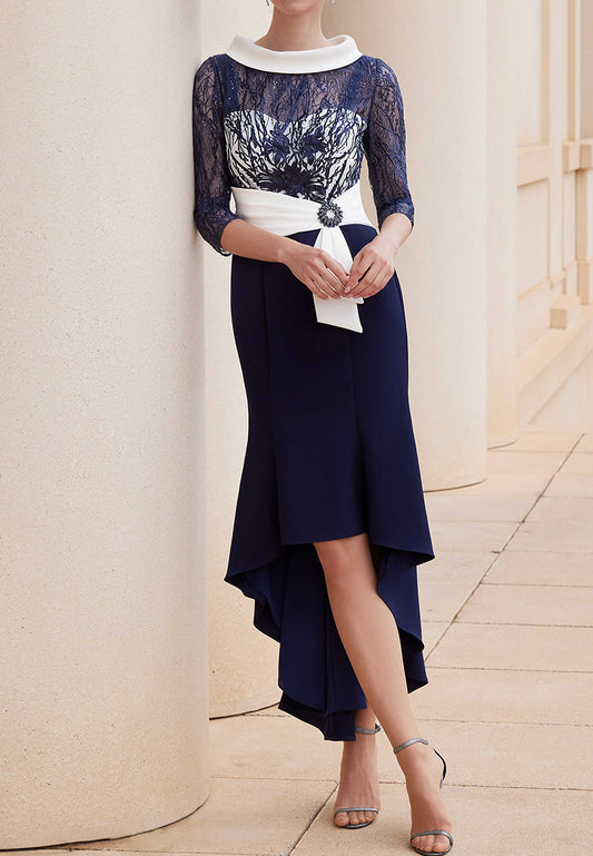 Scoop Long Sleeves Appliques Mermaid Mother of Bride Dress