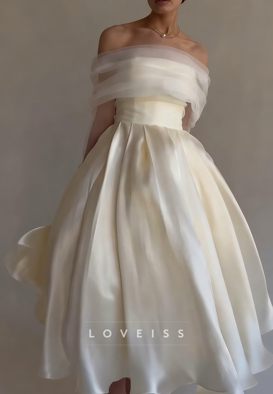 Off-Shoulder Long Sleeves A-Line Evening Dress