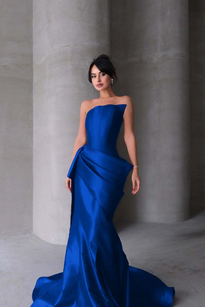 Lussooy Modern V-Neck Slit Prom Dress Spaghetti-Straps