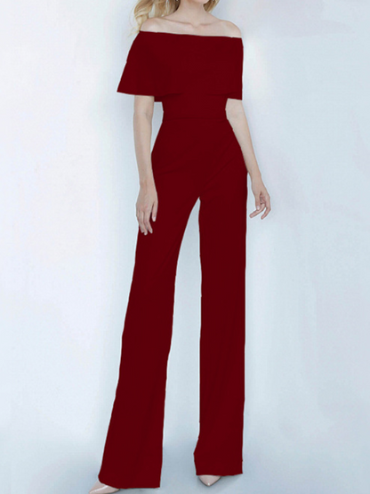 Bandeau Falbala Off-The-Shoulder Wide Leg Party Jumpsuit