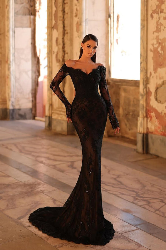 Lussooy High Neck Beads Gorgeous Split Evening Dress Mermaid With Ruffles