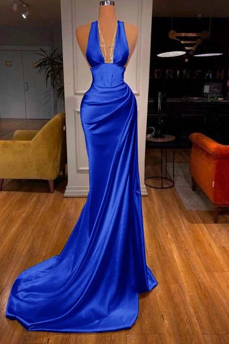 Halter V-Neck Mermaid Prom Dress Elegant