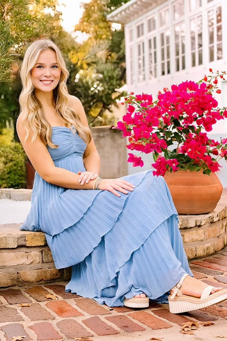 Chic A Line Sweetheart Pink Long Prom Dress with Ruffles