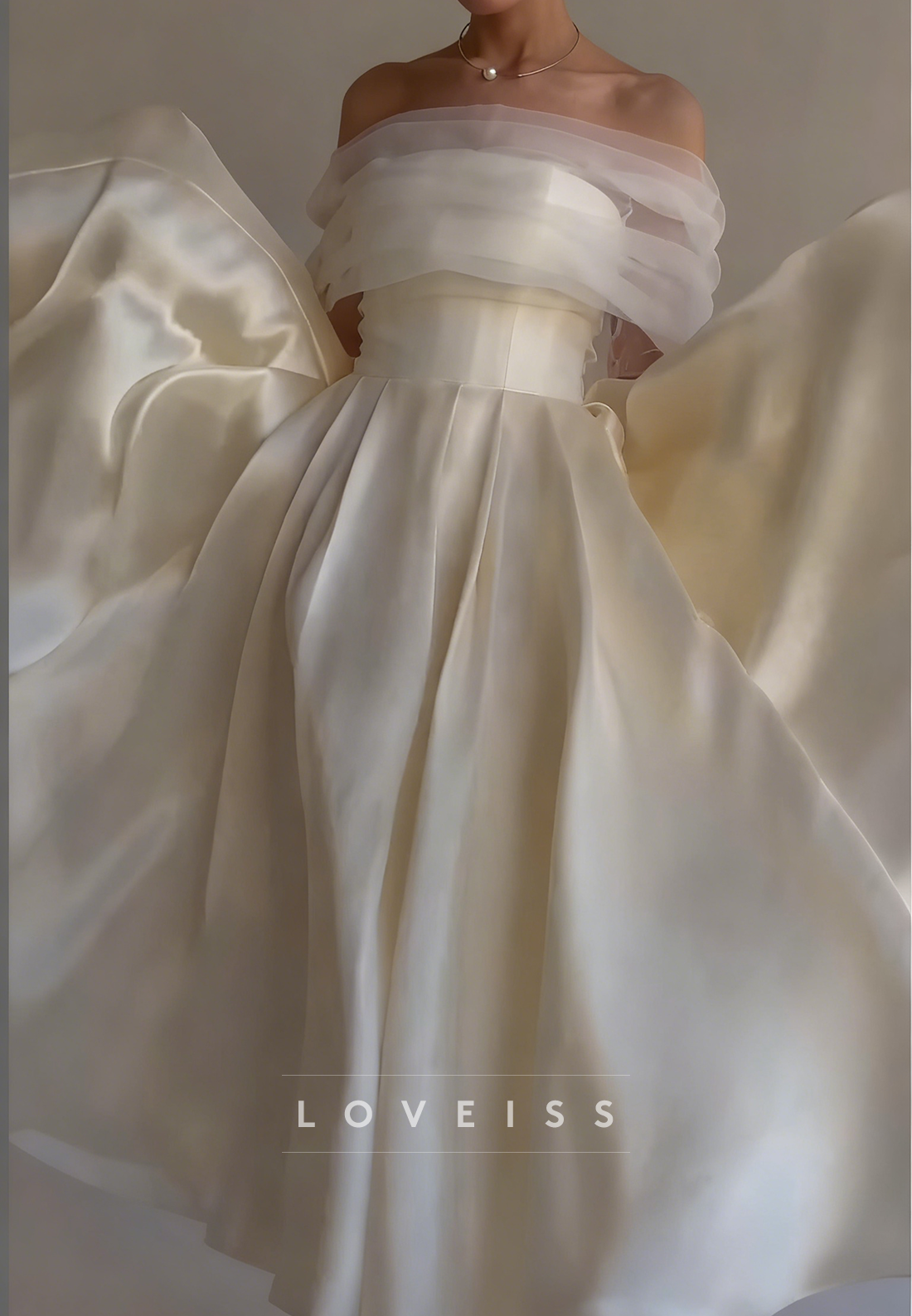 Off-Shoulder Long Sleeves A-Line Evening Dress