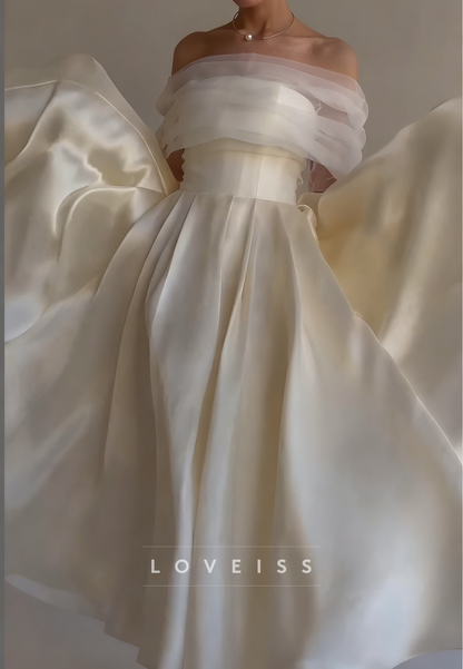 Off-Shoulder Long Sleeves A-Line Evening Dress