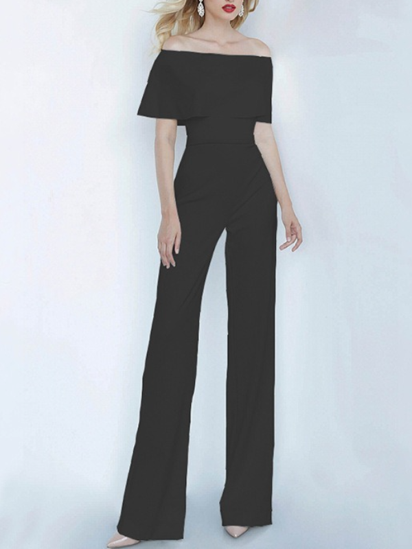 Bandeau Falbala Off-The-Shoulder Wide Leg Party Jumpsuit