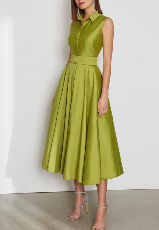 A-Line V-Neck Sleeveless Sleek Satin Ankle-Length Mother of the Bride Dress