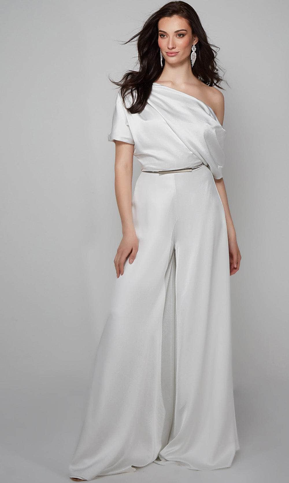 Alyce Paris 70019 - One Shoulder Wide Leg Jumpsuit