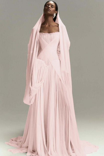 Lussooy Purple Simple Split Mermaid Strapless Prom Dress