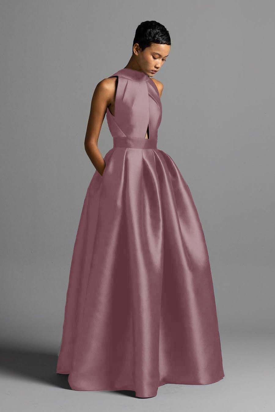 Lussooy Charming Long Sleeves Pleated Prom Dress with Split