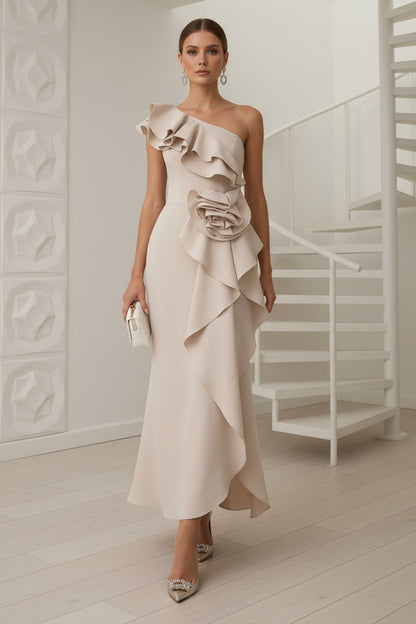 One Shoulder  Ruffles  Sheath Mother of Bride Dress