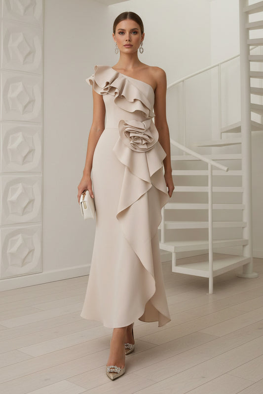 One Shoulder  Ruffles  Sheath Mother of Bride Dress