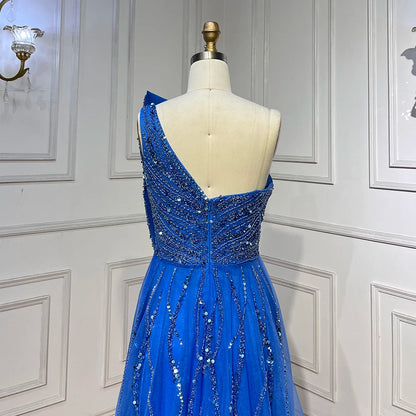 Strapless Evening Dress with High Split, Beaded Elegance