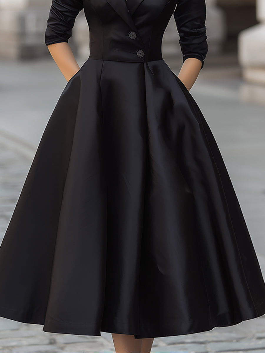 Elegant Satin Dress With Full Skirt