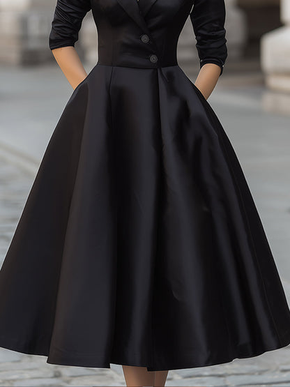 Elegant Satin Dress With Full Skirt