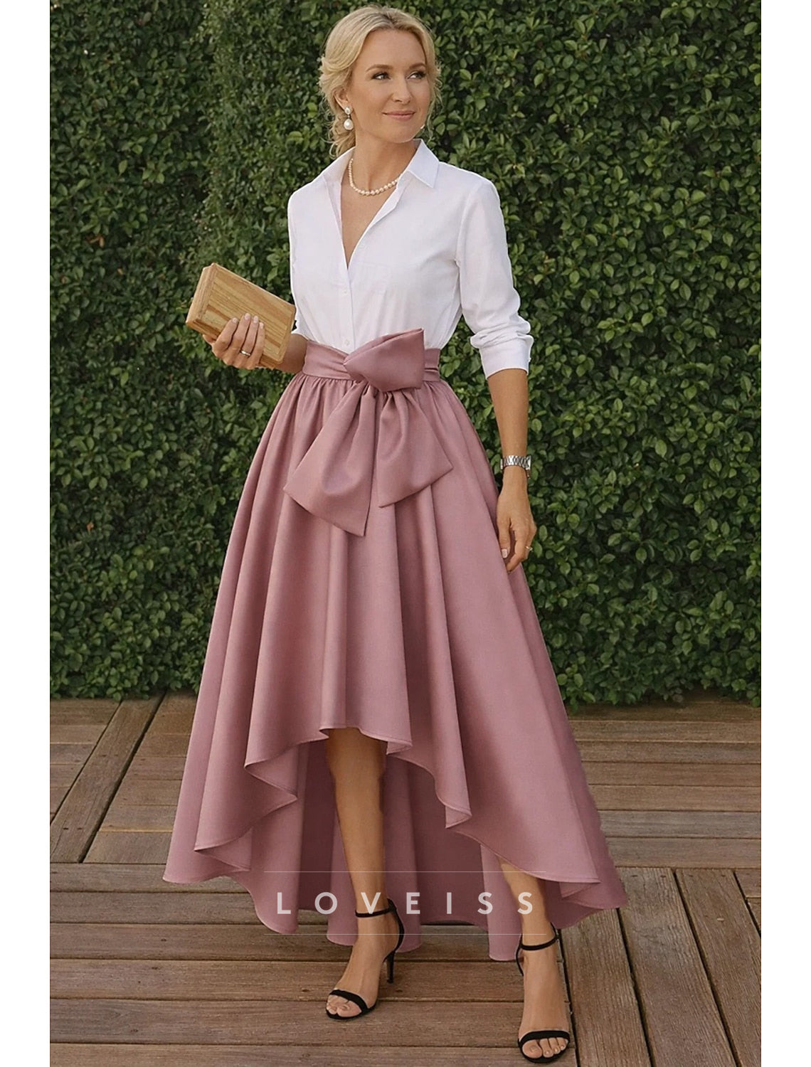 A-Line Dress Sets Tea Length Wedding Guest Dress Mother of the Bride Dress Long Sleeve